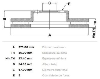 DISCO EMBREAGEM MERCEDES-BENZ M-CLASS (W166) ML 350 4-matic (166.057) 2011 2015 38X38X12