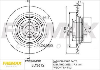 KIT 2 PÇs DISCO FREIO MERCEDES-BENZ M-CLASS (W166) ML 350 BlueTEC 4-matic (166.024, 166.023) 2013 2015 35X35X12