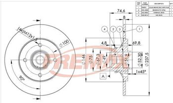 DISCO FREIO RENAULT 19 I (B/C53_) 1.6 i (BA0L) TRAS 1996 1999 24X24X12