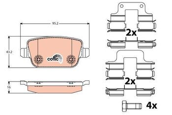 PASTILHA FREIO FORD MONDEO III Sedan (B4Y) 2.0 16V TRAS 2000 2007 95,2X43,2X16,0