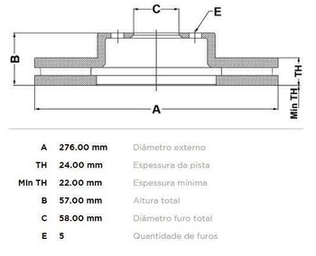 KIT 2 PÇs DISCO FREIO SUBARU IMPREZA Sedan (GJ_) 2.0 AWD EIXO DIANTEIRO 2014 2016 28X28X12