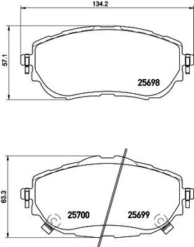 PASTILHA FREIO TOYOTA COROLLA Sedan (_E18_, ZRE1_) 1.8 Flex (ZRE172) 2014 2019 134,4X18,7