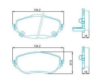 PASTILHA FREIO TOYOTA COROLLA Sedan (_E18_, ZRE1_) 1.8 Flex (ZRE172) EIXO DIANTEIRO 2014 2019 134,4X18,7