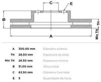 DISCO FREIO DIANT FORD BELINA / SCALA Combi 2.5 Flex 2013 0 31x31x12