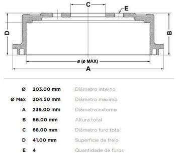 TAMBOR FREIO NISSAN 300 1.6 Flex 2009 0 24x24x12