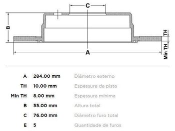 DISCO FREIO KIA OPIRUS (GH) 3.8 V6 TRAS 2007 2009 29X29X12