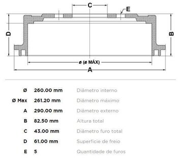 KIT 2 PCs TAMBOR FREIO KIA SPORTAGE Veículo utilitário esportivo (K00) 2.0 i LX 16V 4WD EIXO TRASEIRO 1994 2001 30X30X12