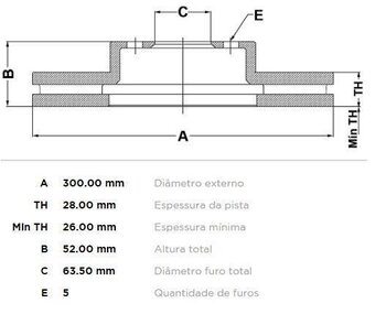 KIT 2 PÇs DISCO FREIO LAND ROVER FREELANDER 2 (L359) 2.2 eD4 DIANT 2010 2014 31X31X12