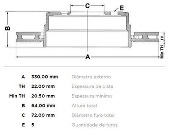 KIT 2 PÇs DISCO FREIO DODGE DURANGO (WD) 3.6 Crew 2011 2015 34X34X12