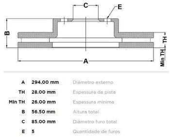 DISCO FREIO SSANGYONG KYRON 2.0 Xdi EIXO DIANTEIRO 2005 2014 30x30x12