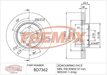 DISCO FREIO LAND ROVER DISCOVERY III (L319) 4.4 4x4 DIANT 2004 2009 34X34X12