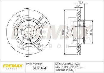 DISCO FREIO LAND ROVER DISCOVERY IV (L319) 3.0 TD 4x4 EIXO DIANTEIRO 2009 2013 37X37X12