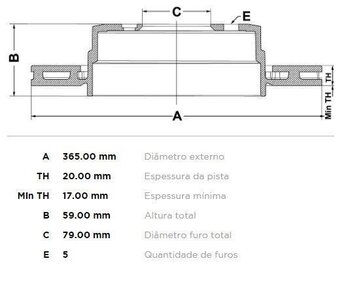 DISCO FREIO LAND ROVER RANGE ROVER SPORT I (L320) 3.0 TDV6 4x4 2011 2015 37X37X12