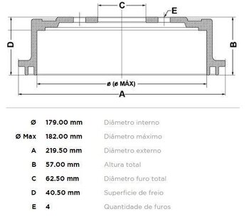 TAMBOR FREIO KIA PICANTO I (SA) 1.1 EX EIXO TRASEIRO 2004 2008 22x22x12