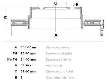 DISCO FREIO MERCEDES-BENZ E-CLASS (W212) E 63 AMG (212.077) 2009 2011 37X37X12